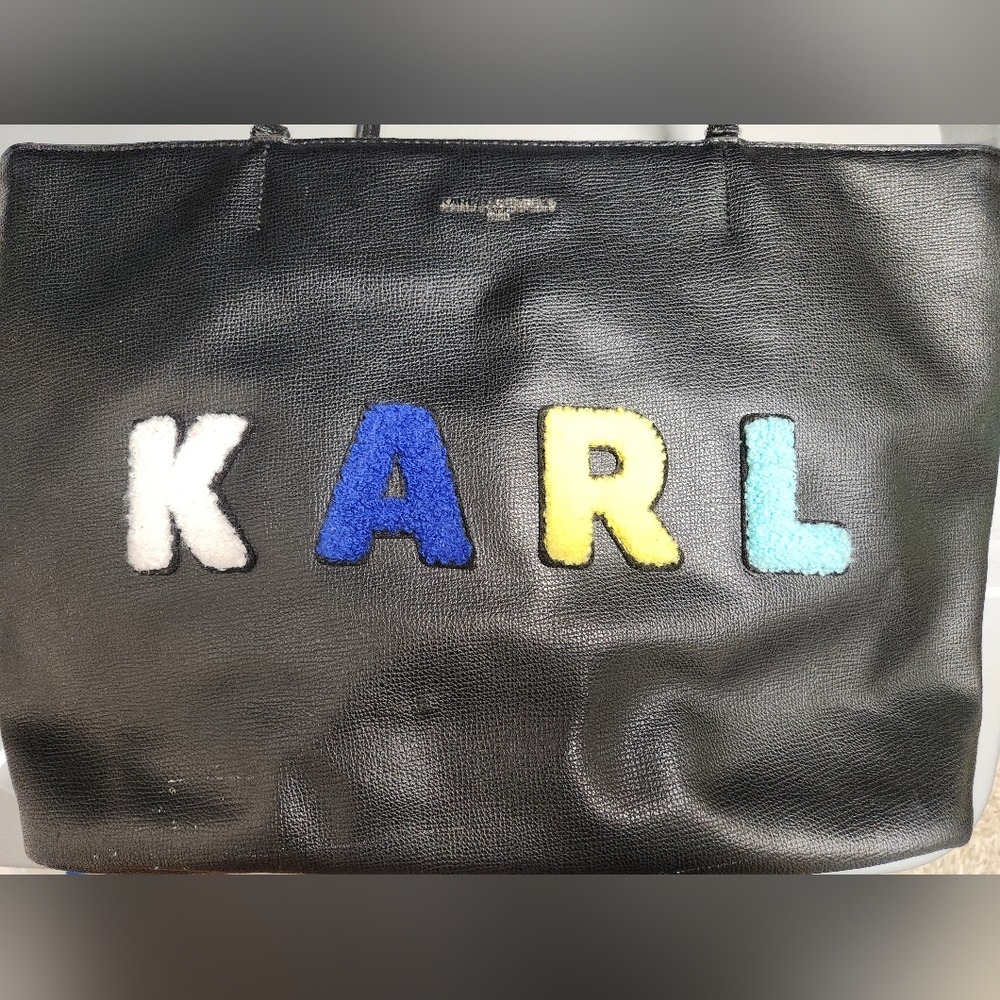 Karl Lagerfeld Black Tote with Colorful Lettering